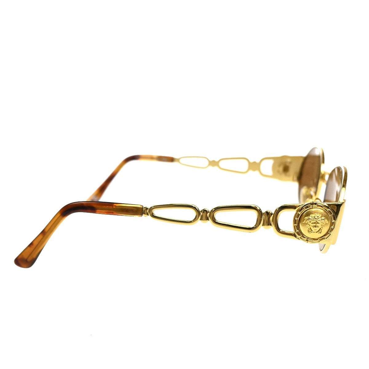 GIANNI VERSACE Medusa Sunglasses Plastic Metal Gold Brown MOD S34 Italy 01MA579