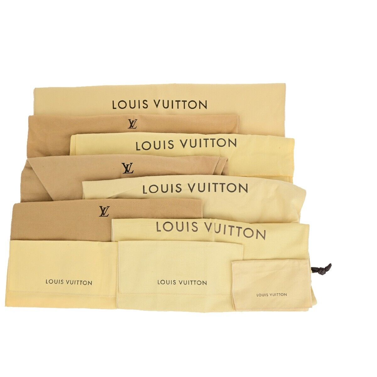 LOUIS VUITTON Logo 10 Set Dust Bag Drawstring Canvas Cotton Beige Brown 08EB518