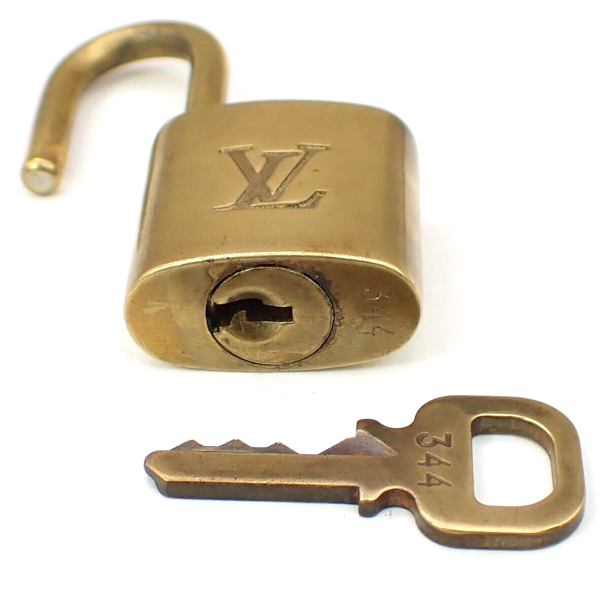 LOUIS VUITTON LV 10 Set  Padlock Key Bag Charm Cadena Gold Plated France 08YF807