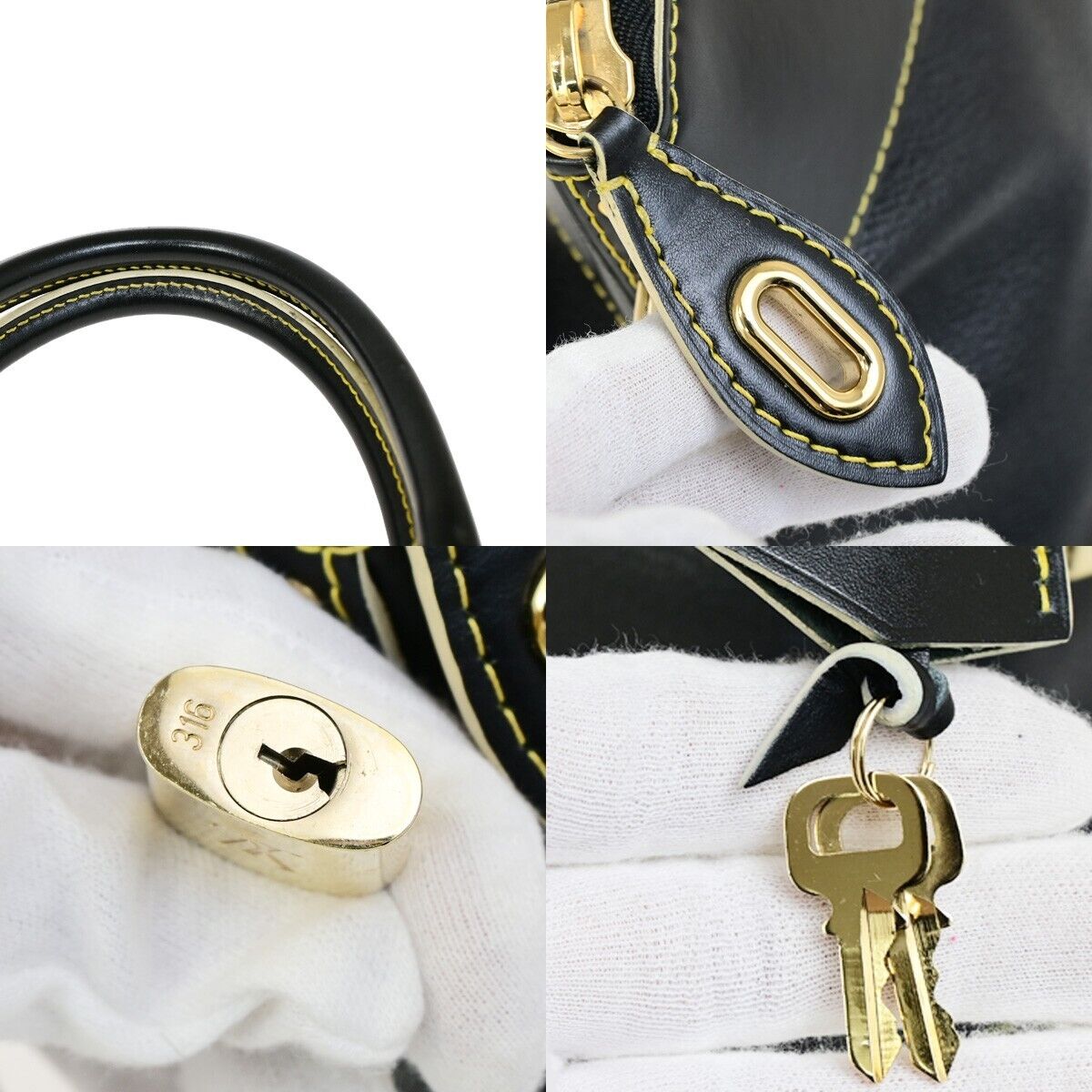 LOUIS VUITTON LV Logo Lockit PM Hand Bag Suhali Leather Black GHW M91888 48KA405