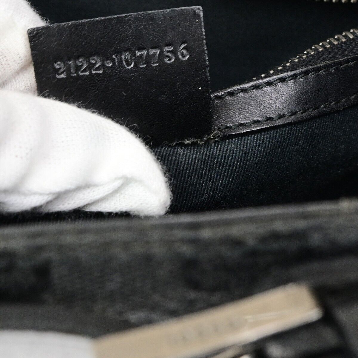 GUCCI Logo GG Pattern Shoulder Bag Canvas Leather Black Silver Italy 02EC919
