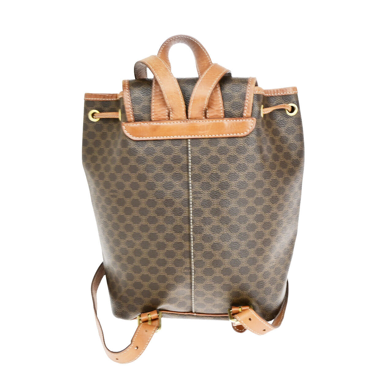 CELINE Logo Macadam Pattern Backpack Bag PVC Leather Brown GHW Italy 34YF572