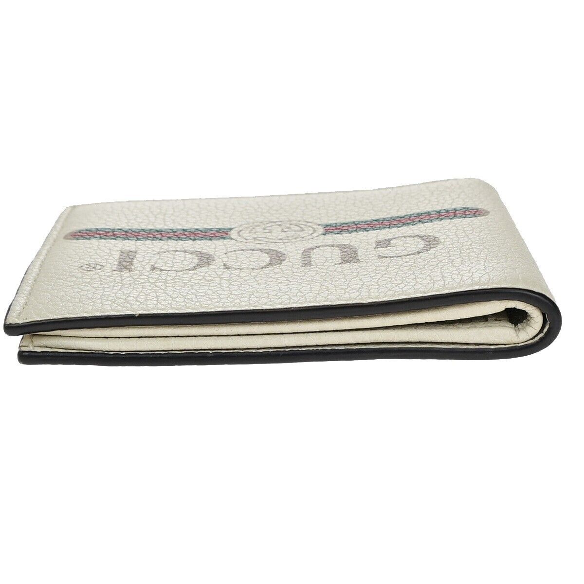 GUCCI Logo Bifold Wallet Purse Leather White Made in Italy 31KA235