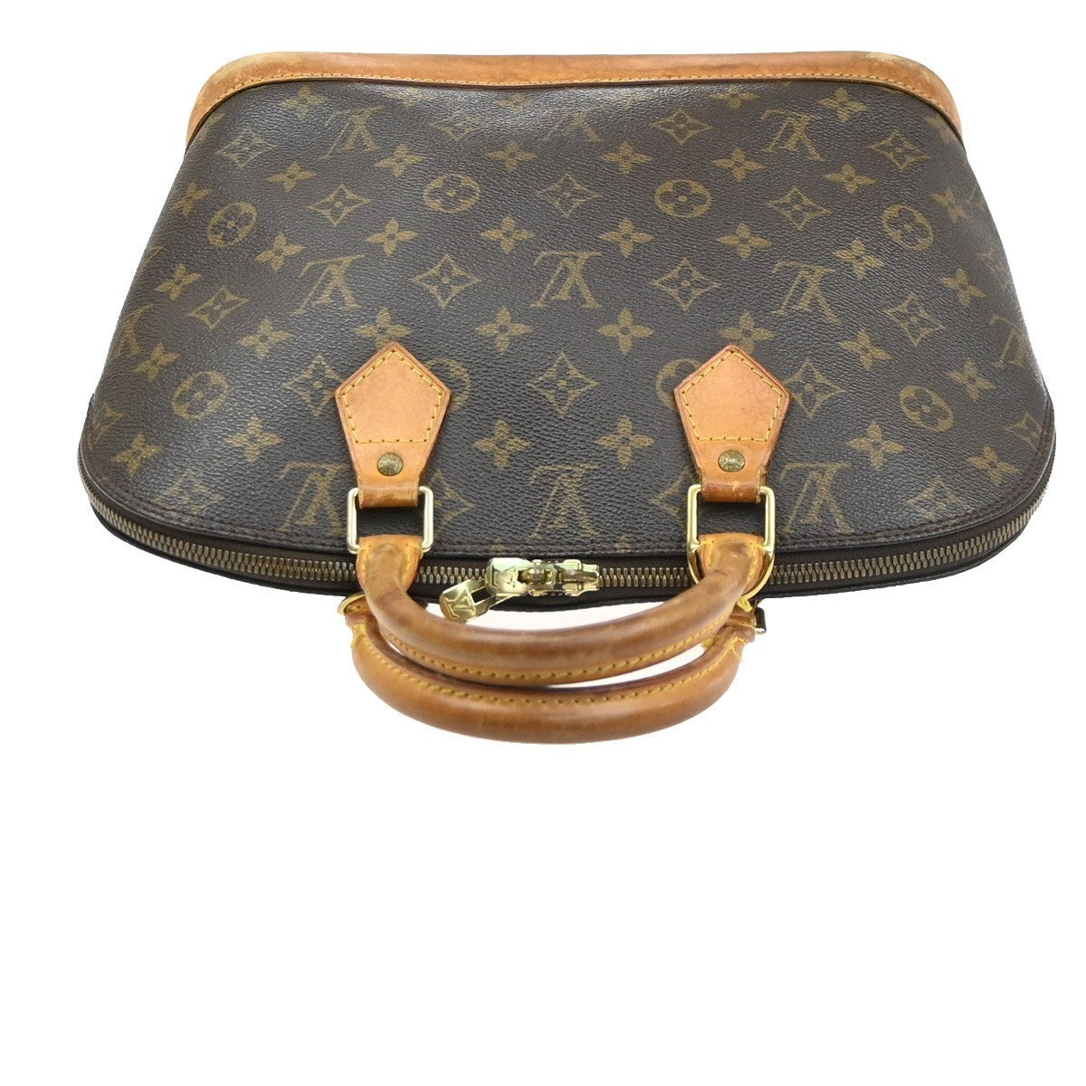 LOUIS VUITTON LV Logo Alma Hand Bag Monogram Leather Brown France M51130 34SA148