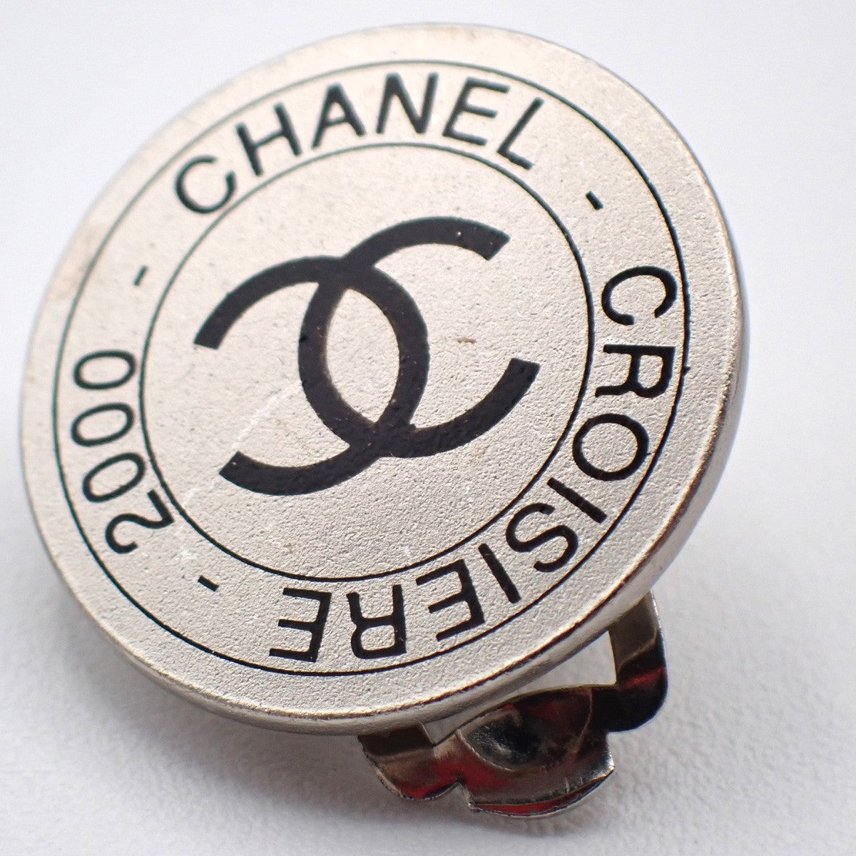 CHANEL CC  Logo Round Button Earrings 00C Clip-On SHW France 65RL813
