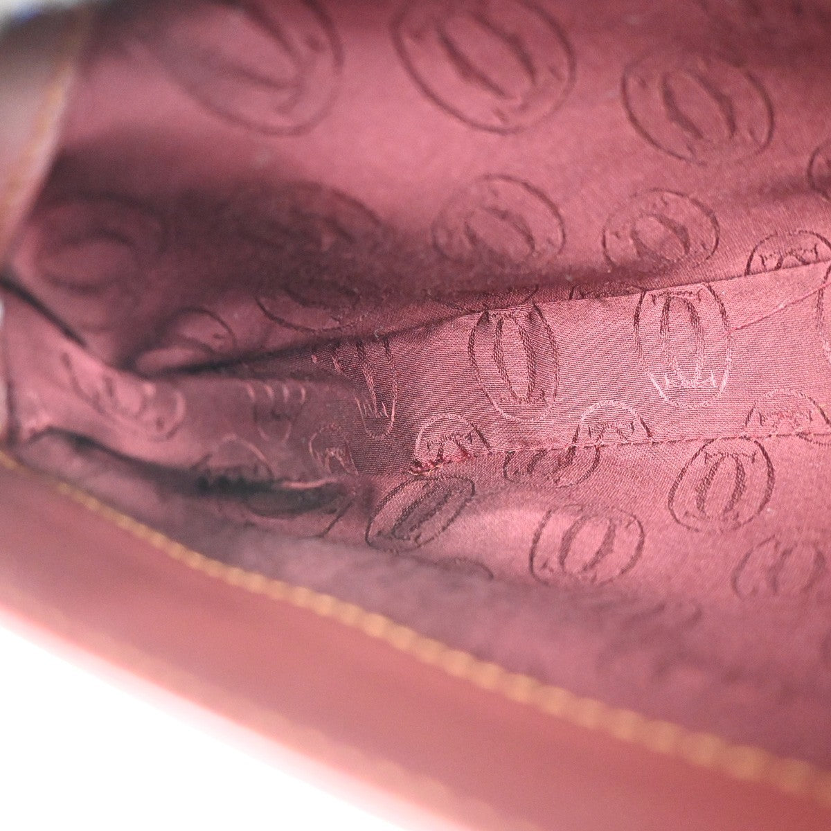 MUST DE CARTIER 2C Logo Clutch Hand Bag Leather Red GHW Italy 09KB640