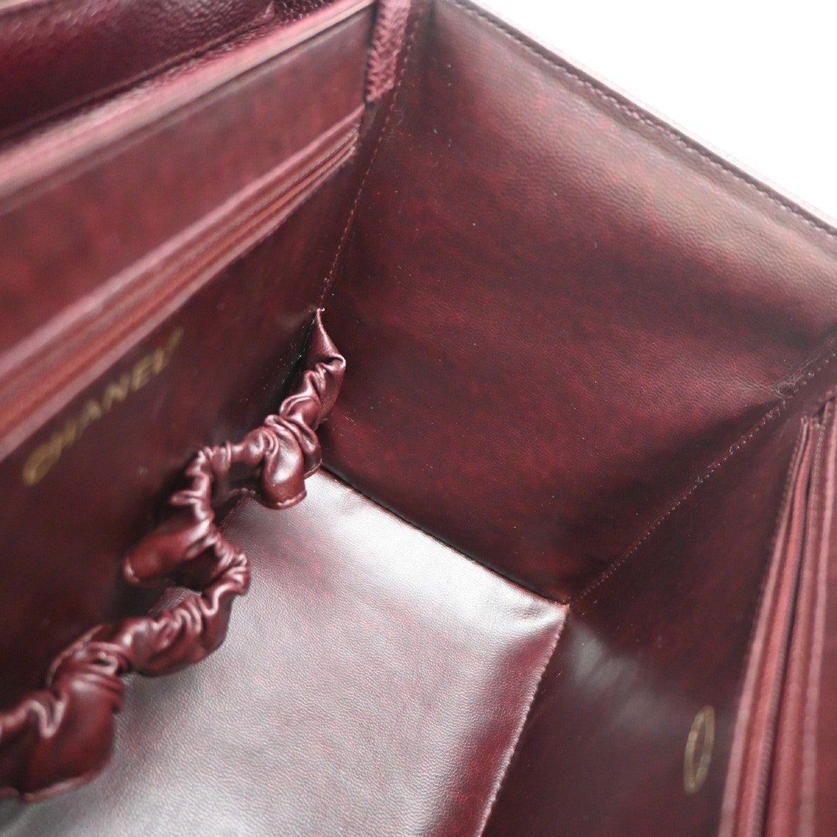 CHANEL 2Way Vanity Shoulder Hand Bag Calfskin Leather Red Vintage 330RP046