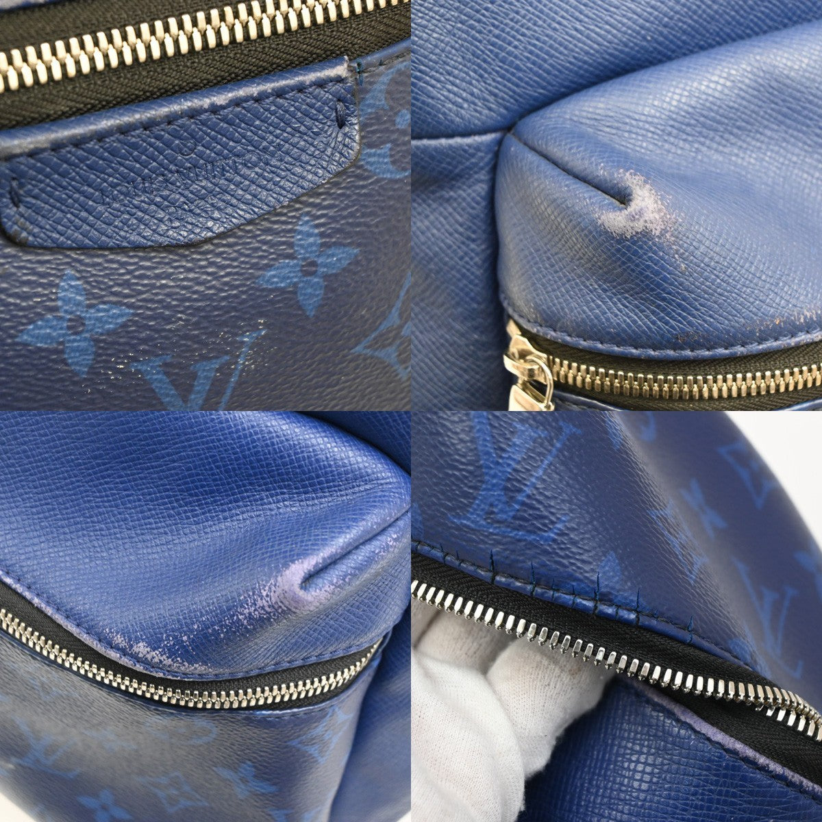 LOUIS VUITTON Discovery Backpack Taiga Llama Blue SHW M30229 99KB807