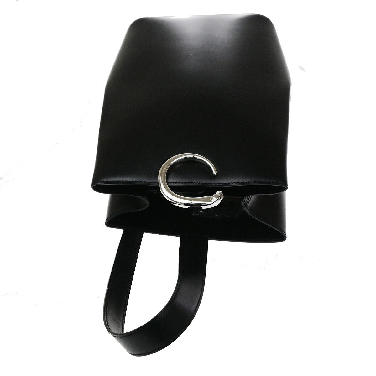 CARTIER Logo Panthere Shoulder Hand Bag Leathe Black France 76CB065