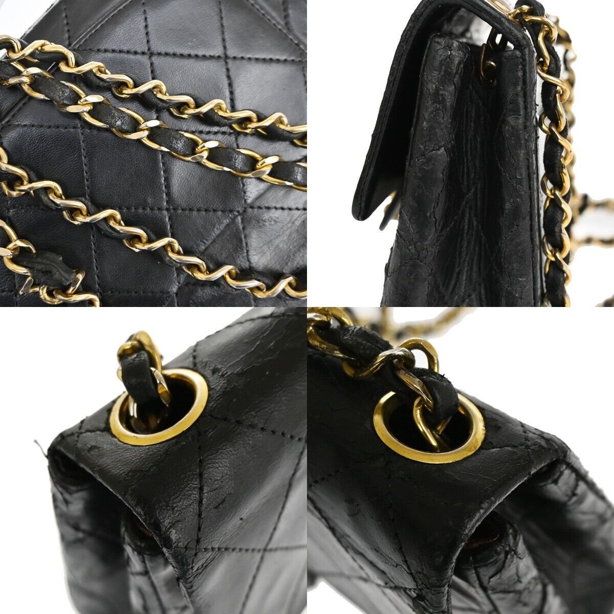 CHANEL CC Mini Matelasse Chain Shoulder Bag Leather Black GHW Vintage 691RJ256