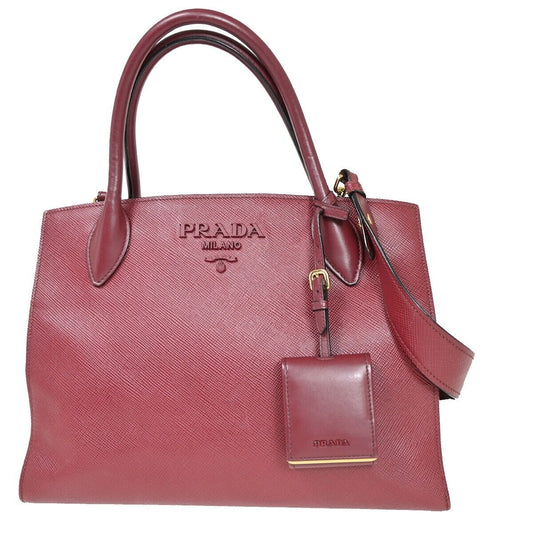 PRADA MILANO Monochrome 2Way Shoulder Hand Bag Saffiano Leather Cerise 50FA317