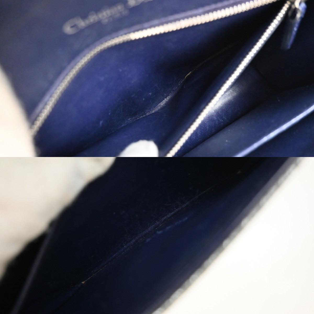 CHRISTIAN DIOR Diorama Chain Shoulder Bag Embossing Leather Blue Silver 12EG331