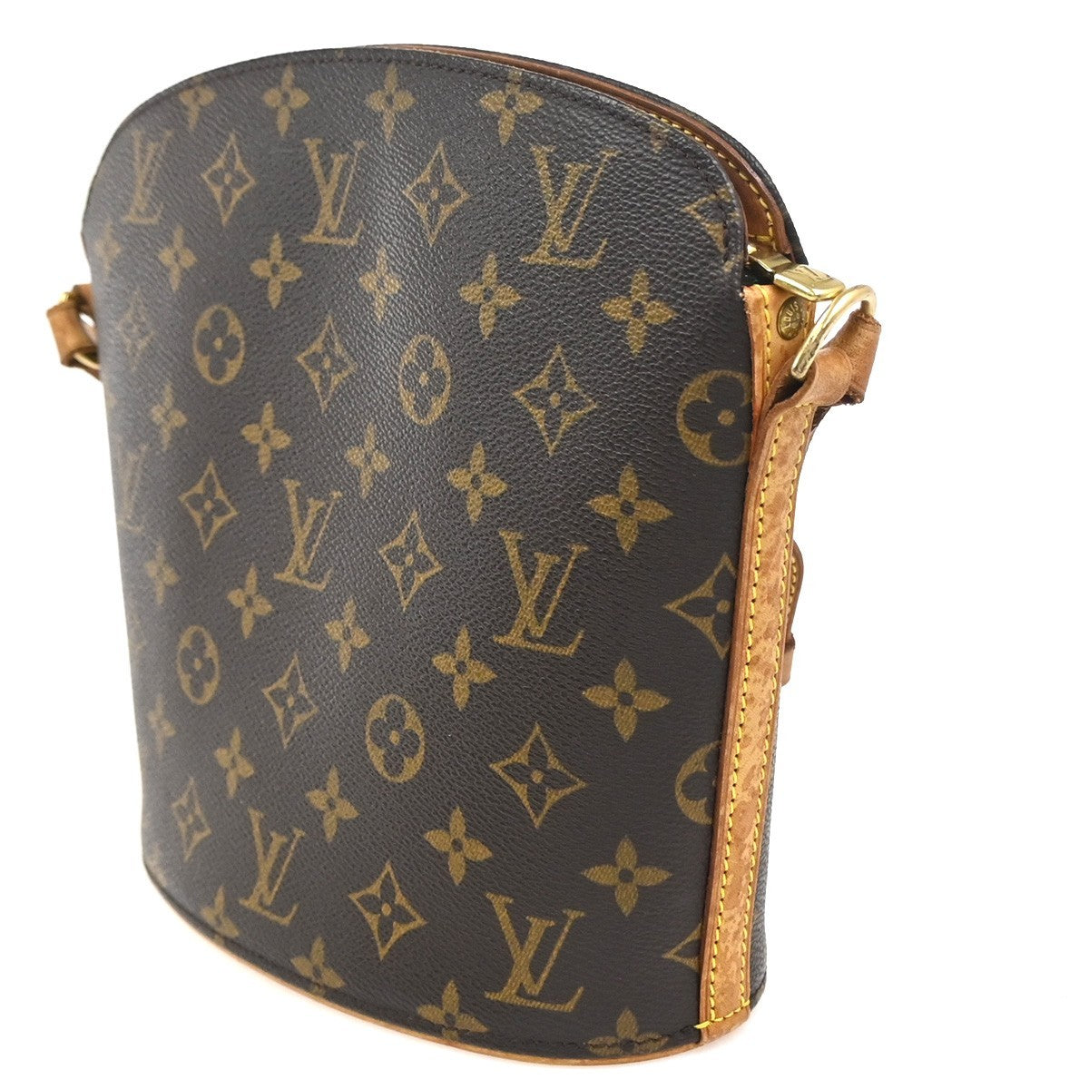 LOUIS VUITTON Logo Drouot Shoulder Bag Monogram Leather Brown M51290 78KC728