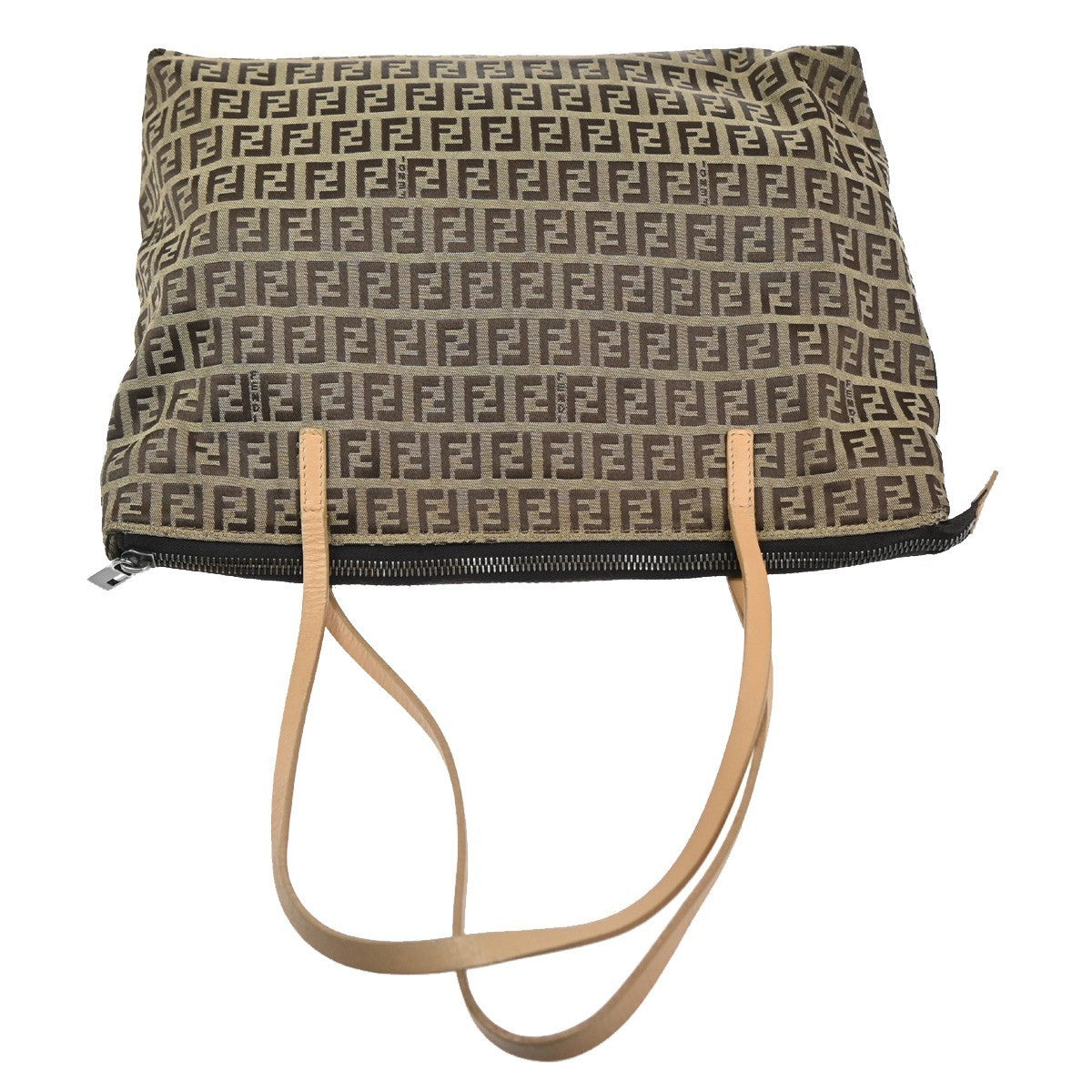 FENDI Logo Zucca Zucchino Pattern Hand Bag Canvas Leather Black Italy 65CA601