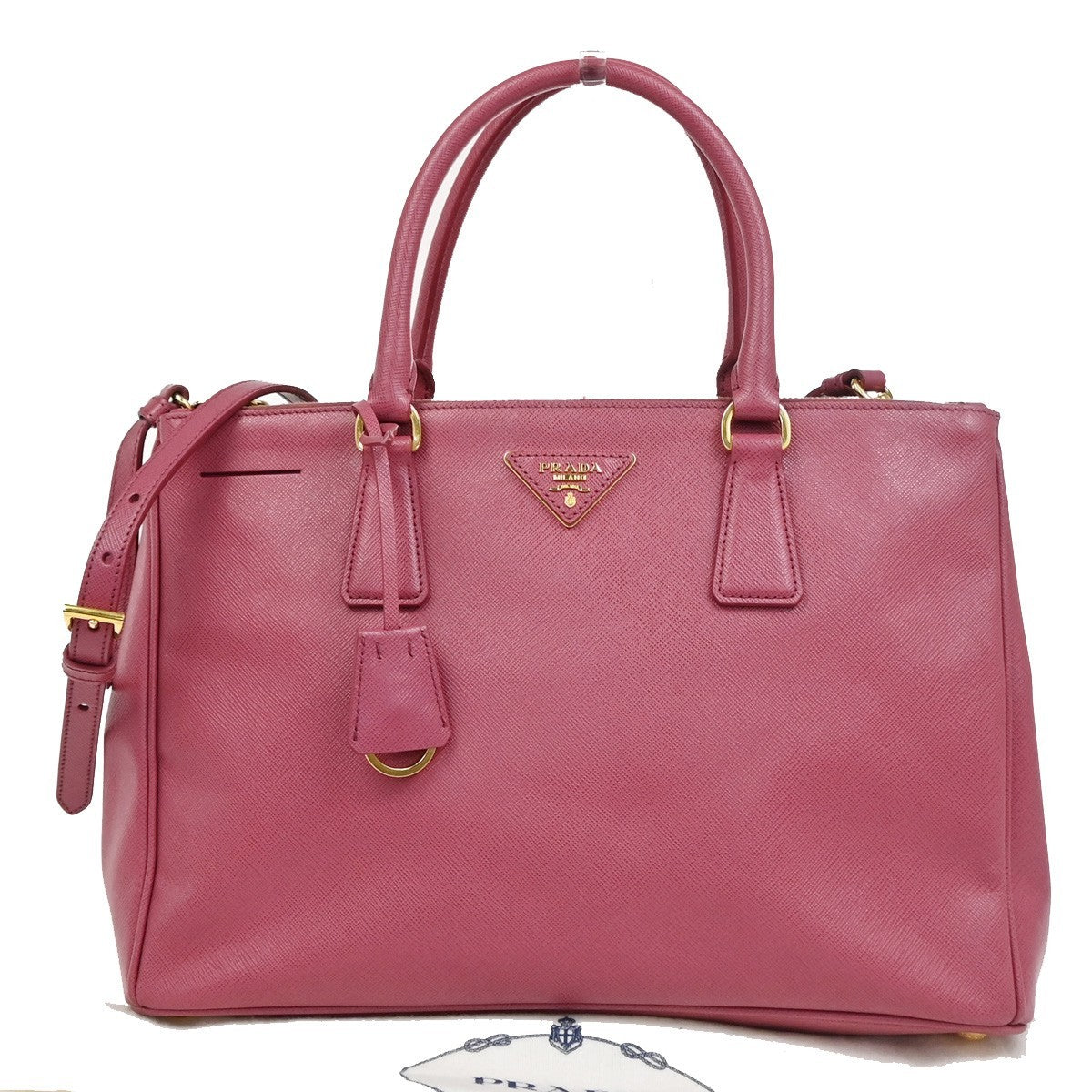 PRADA Galleria 2Way Shoulder Hand Bag Saffiano Leather Pink Italy 11CA830
