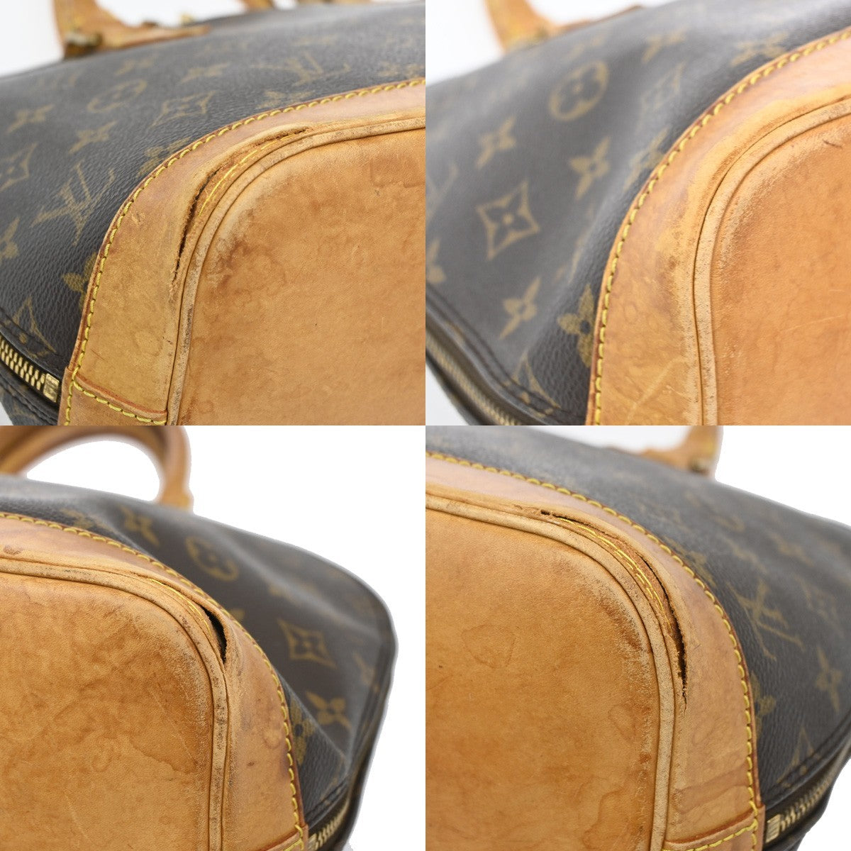 LOUIS VUITTON LV Logo Alma Hand Bag Monogram Leather Brown France M51130 67DA178