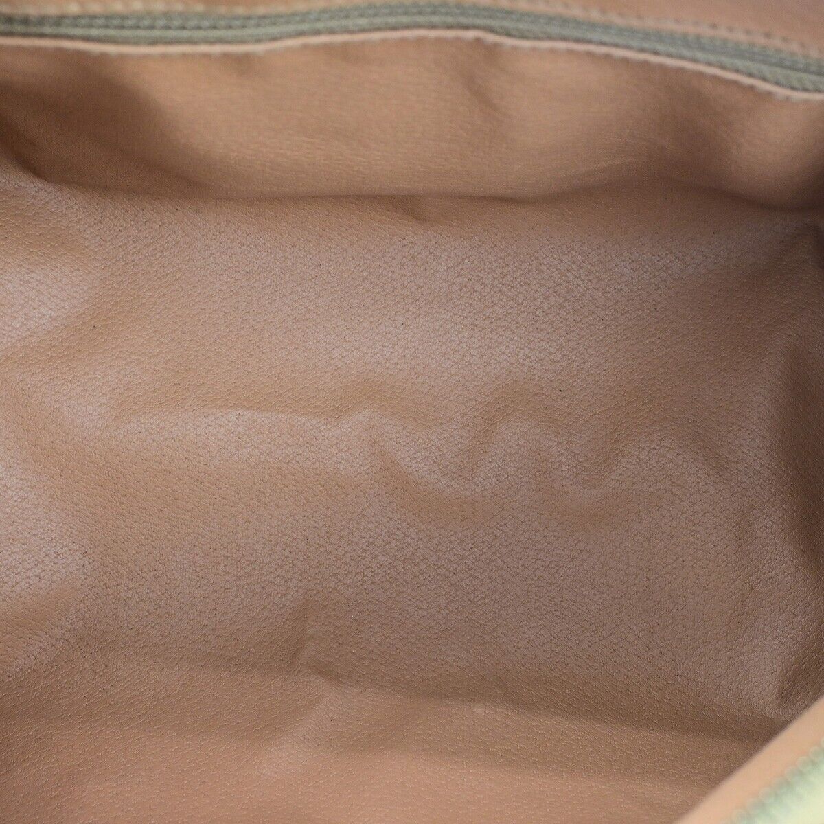 CELINE Macadam Pattern Travel Hand Bag PVC Leather Brown Gold Italy 67EC975