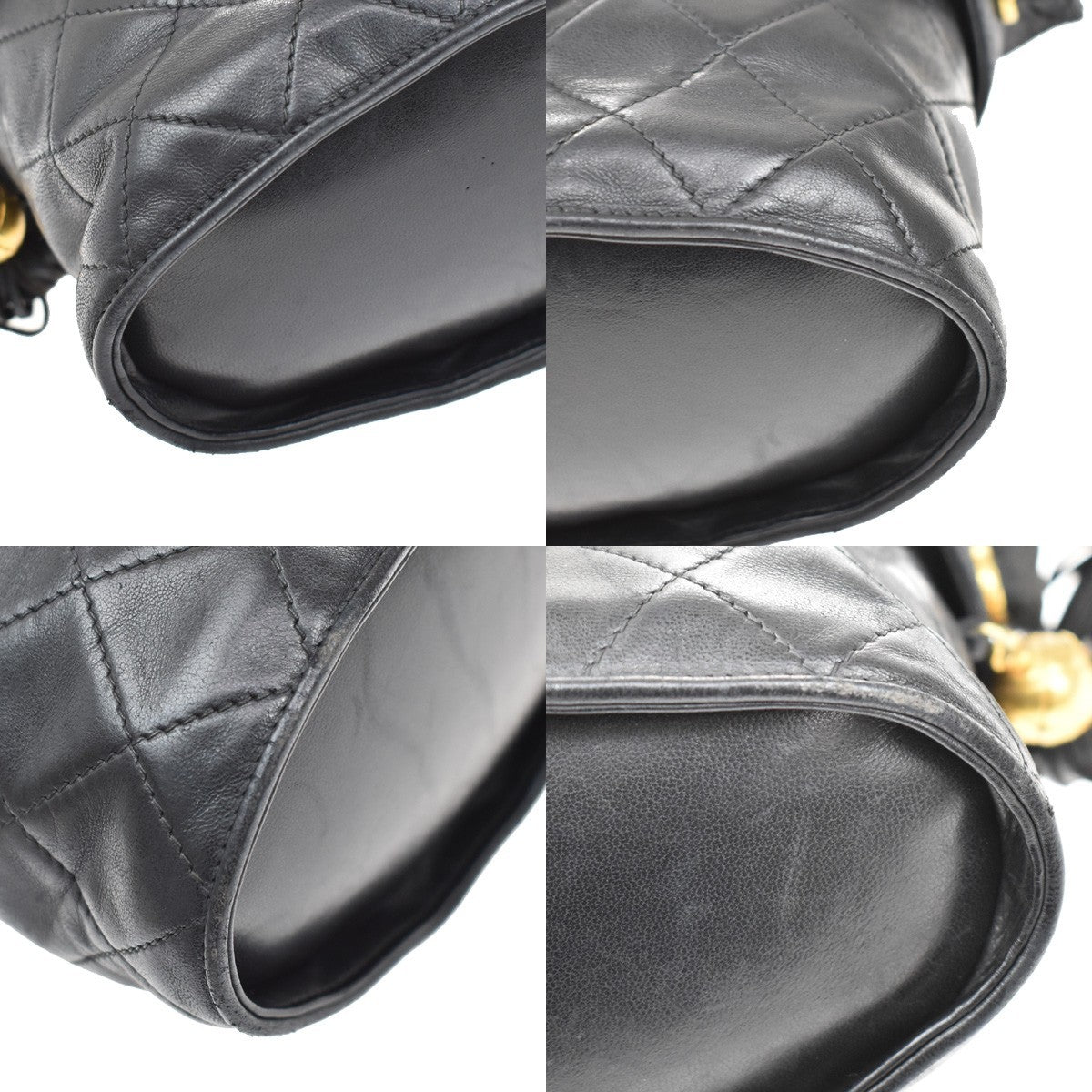 CHANEL CC Logo Matelasse Tassel Shoulder Vanity Bag Leather Black Italy 95KB241