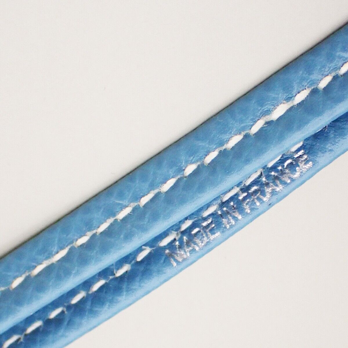 HERMES Logo Chiffre Dog Whistle Pendant Necklace Leather Blue Silver 04YG045