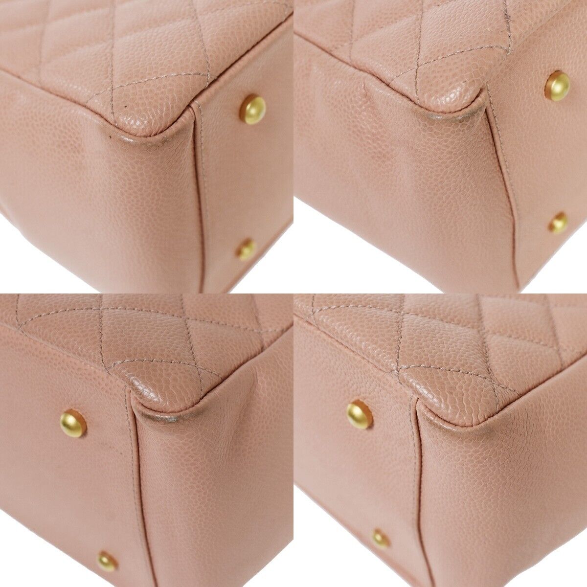 CHANEL CC Logo Matelasse Chain Hnd Bag Caviar Leather Pink GD Vintage 651RC482