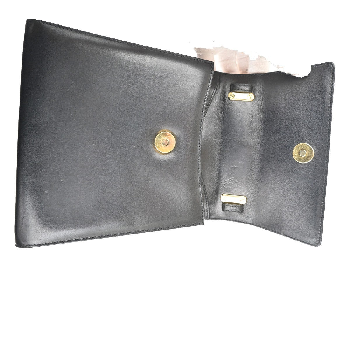SALVATORE FERRAGAMO Gancini Hand Bag Leather Gold Black Italy 80TA466