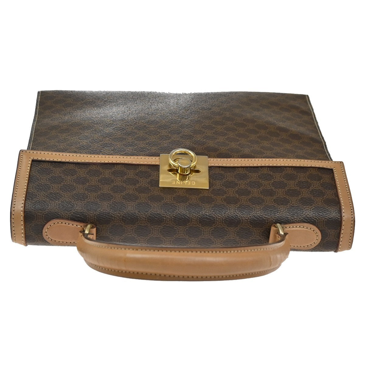 CELINE Logo Macadam Shoulder  Hand Bag PVC Leather Brown GHW  Italy 30AA117