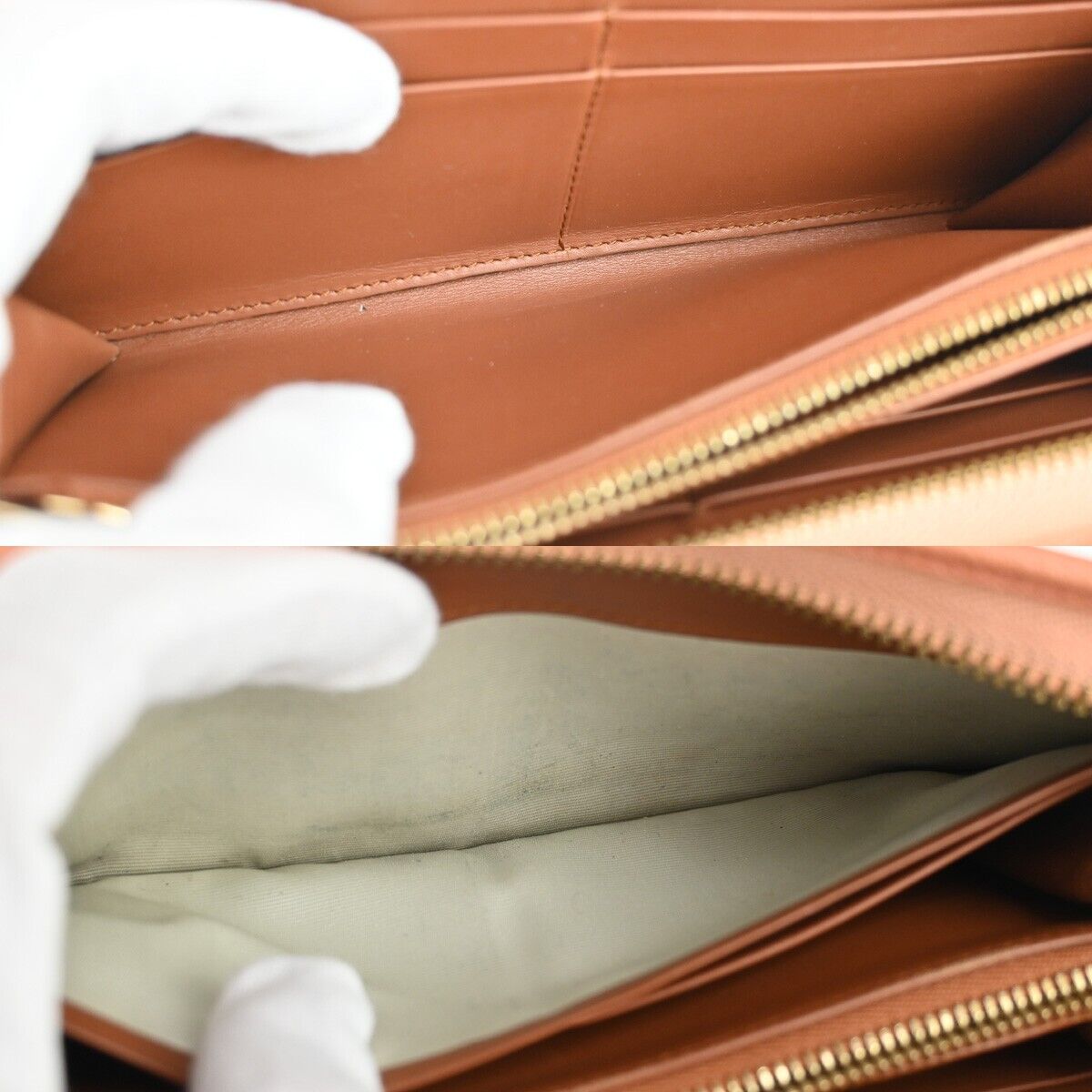 LOEWE Logo AMAZONA Long Wallet Purse Leather Brown Gold-Plated Spain 31SH544