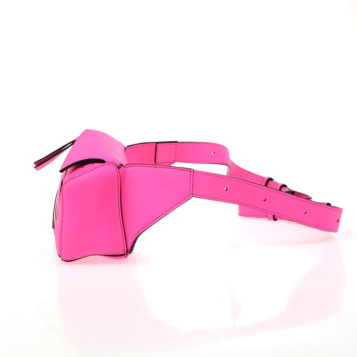 LOEWE Logo Puzzle Mini Body Shoulder Bag Leather Neon Pink SHW Spain 684RQ079
