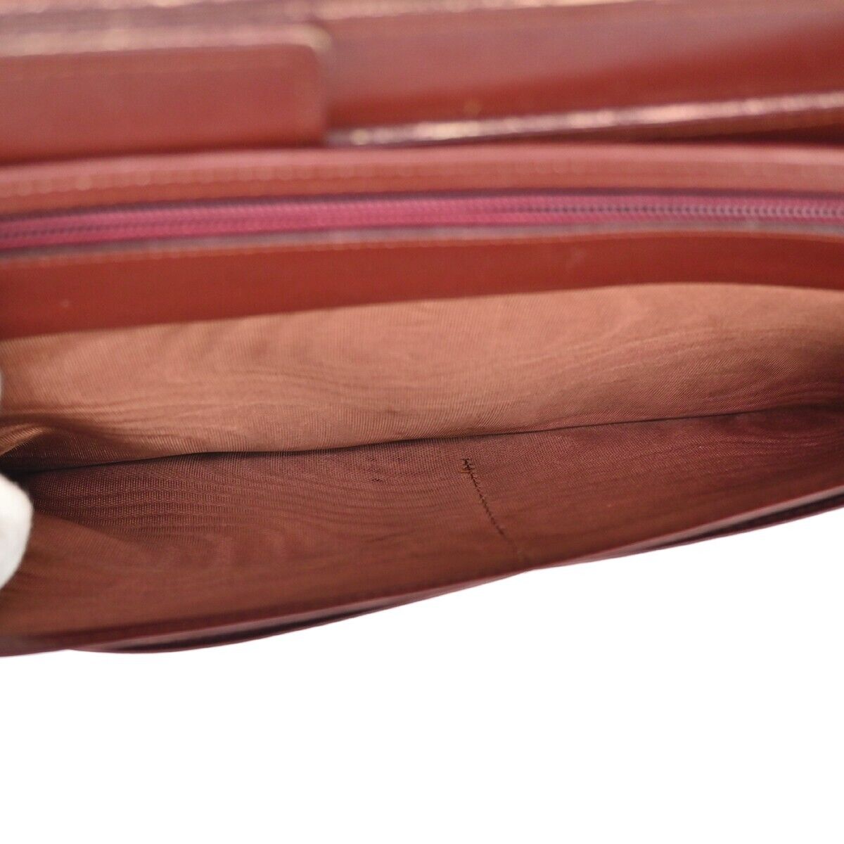 MUST DE CARTIER 2C Logo Wallet Clutch Hand Bag Leather Bordeaux Gold 09EA094