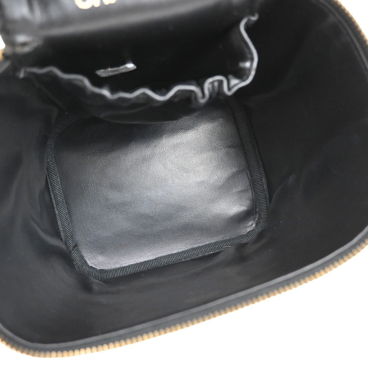 CHANEL CC Logo Bicolore Vanity Hand Bag Leather Black GHW Italy 76KB414