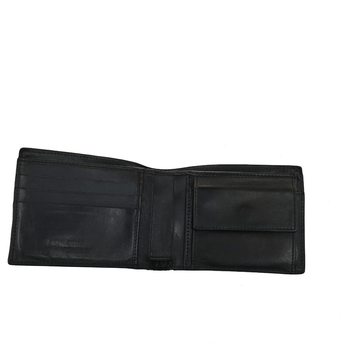 BOTTEGA VENETA Logo Intrecciato Bifold Compact Wallet Leather Navy Blue 07EE239