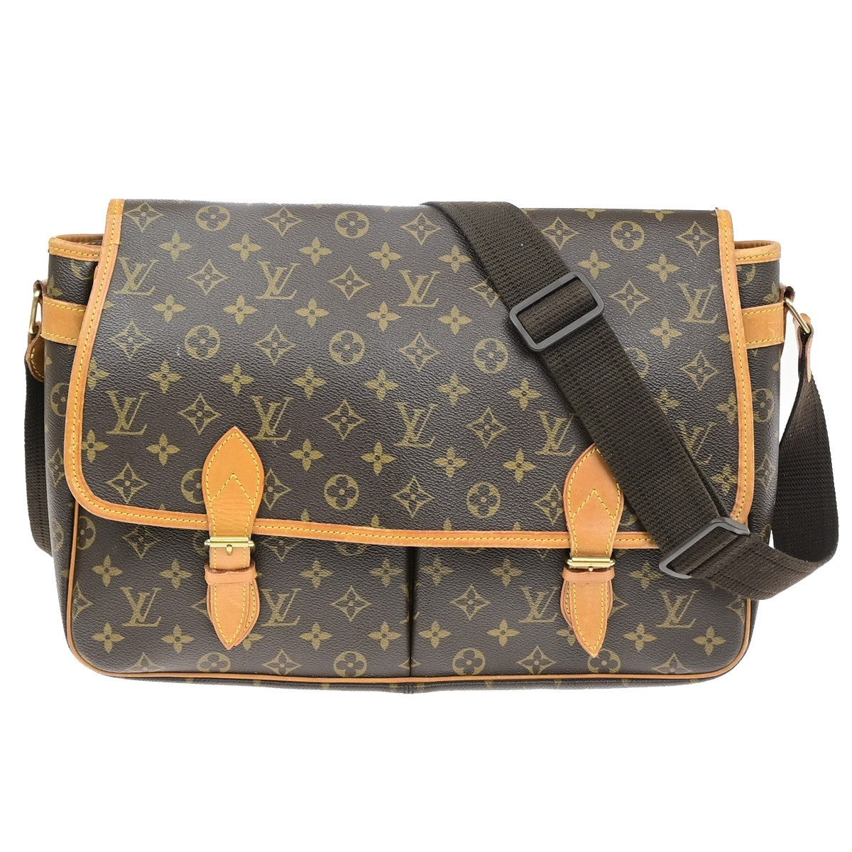 LOUIS VUITTON Gibeciere GM Shoulder Bag Monogram Leather Brown M42249 76YJ224