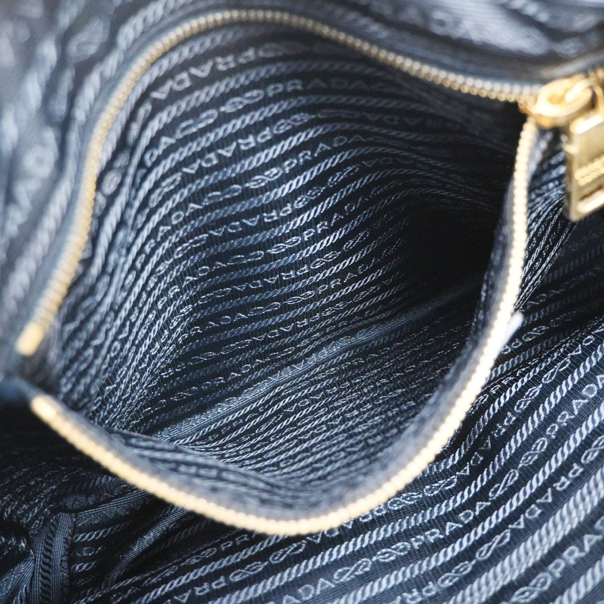 PRADA Logo 2Way Shoulder Hand Bag Nylon Leather Navy Blue GHW 1BG253 79KB502