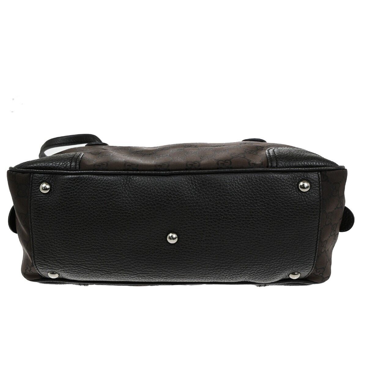 GUCCI Sherry GG pattern Shoulder Bag Nylon Leather Brown Silver Italy 86KA560
