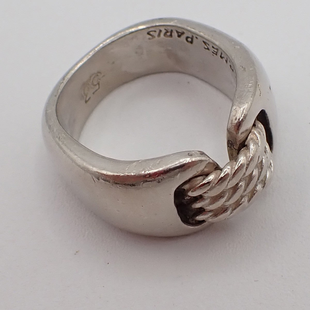 HERMES Logo Suroit Ring Size 53 Silver Accessory 71RF776