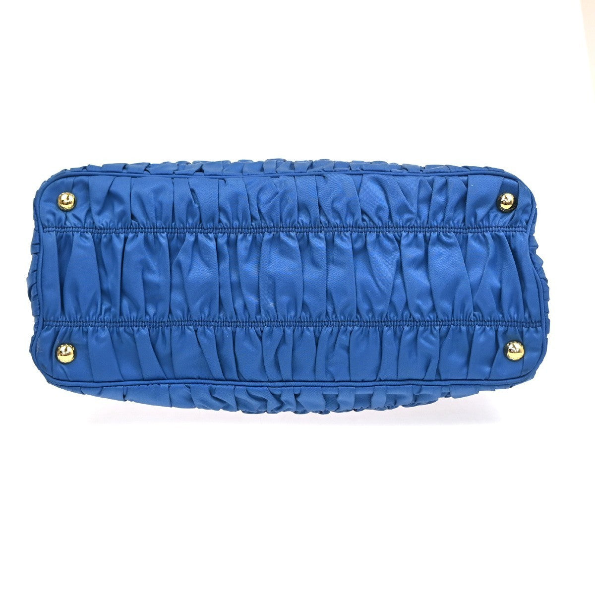 PRADA Tessuto 2way Shoulder Hand Gathered bag Bag Nylon Leather Blue GHW 76TA613
