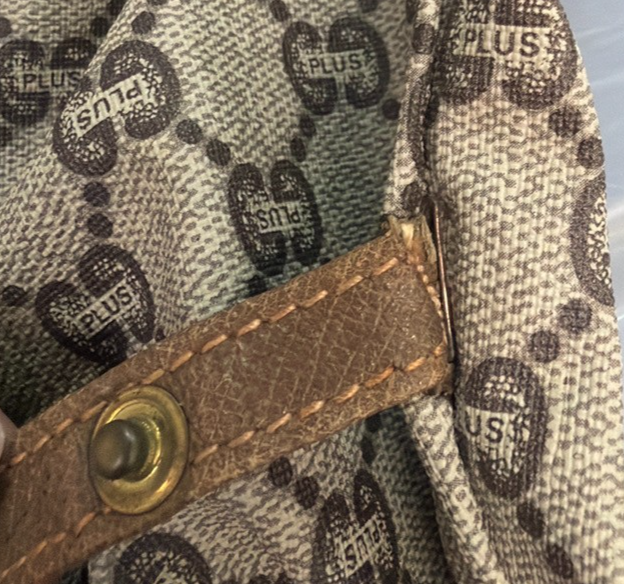 GUCCI PLUS Logo Sherry GG Pattern Shoulder Bag PVC Leather Brown Italy 05YJ175