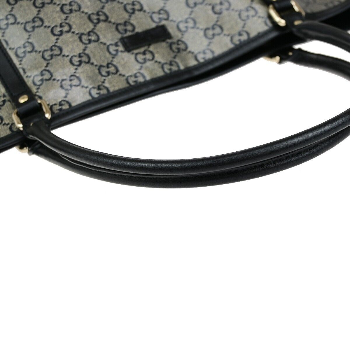 GUCCI GG Pattern Crystal Shoulder Bag Coating Canvas Leather Black 82EC973