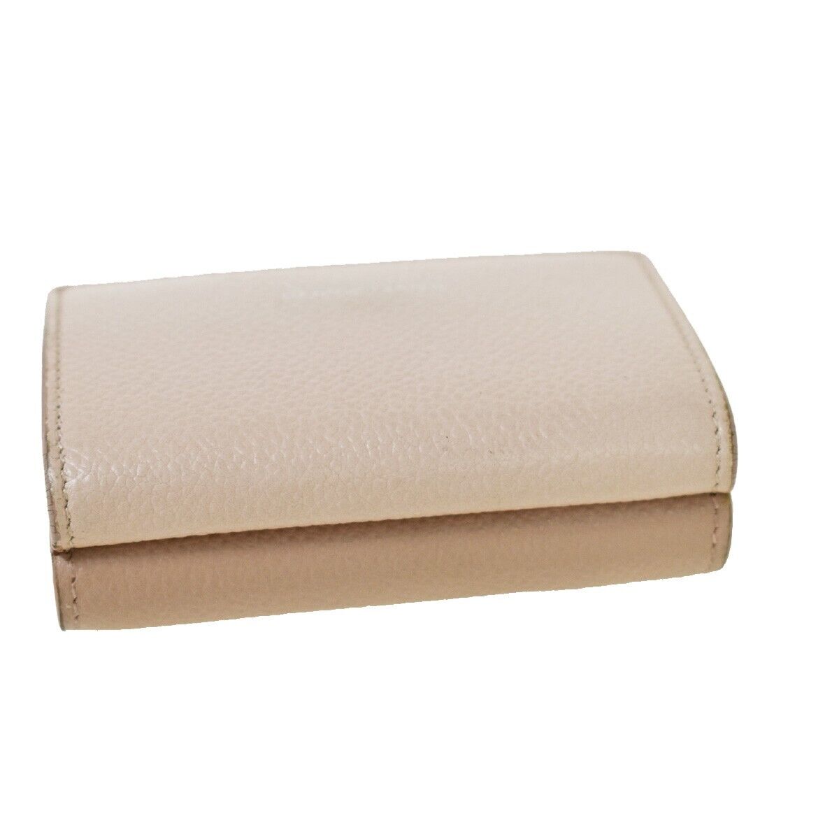 SAINT LAURENT YSL Logo Trifold Wallet Purse Leather Pink Beige Italy 05JH713