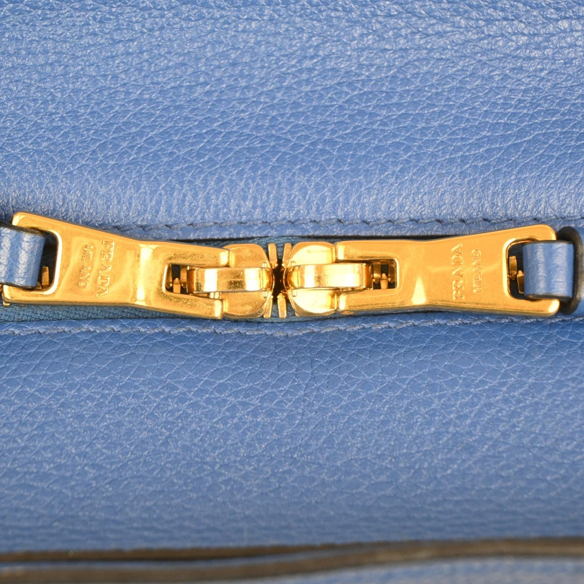 PRADA Logo Shoulder Hand Bag Vitello Daino Leather Blue GHW Italy 11MA501