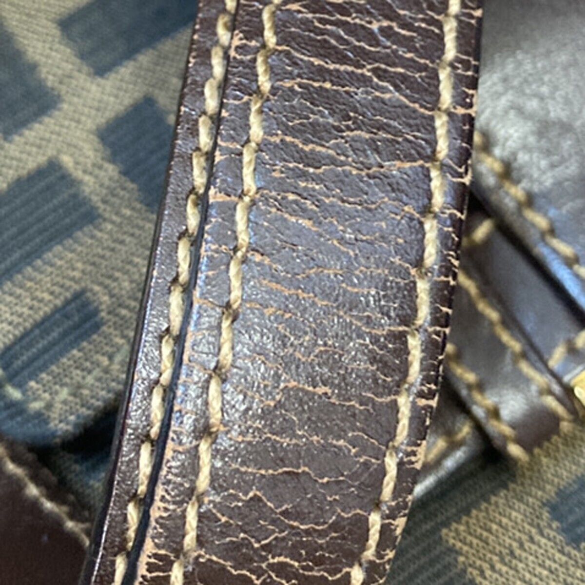 FENDI Logo Zucca Pattern Shoulder Bag Canvas Leather Brown GHW Italy 79ED281