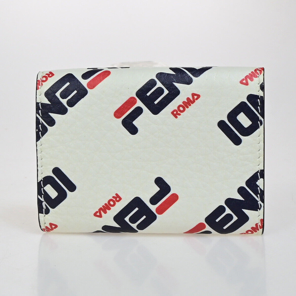 FENDI ✕ FILA Trifold Compact Wallet Leather White Blue Red Italy 33EB562