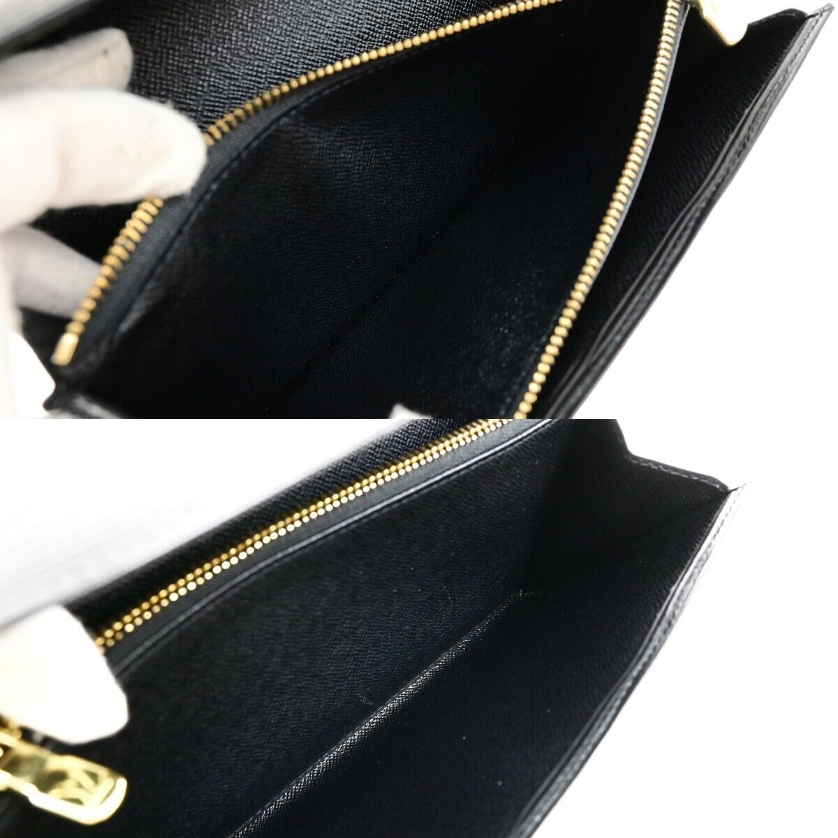 LOUIS VUITTON Logo Pochette Credit Long Wallet Epi Leather Black M63572 63EE080