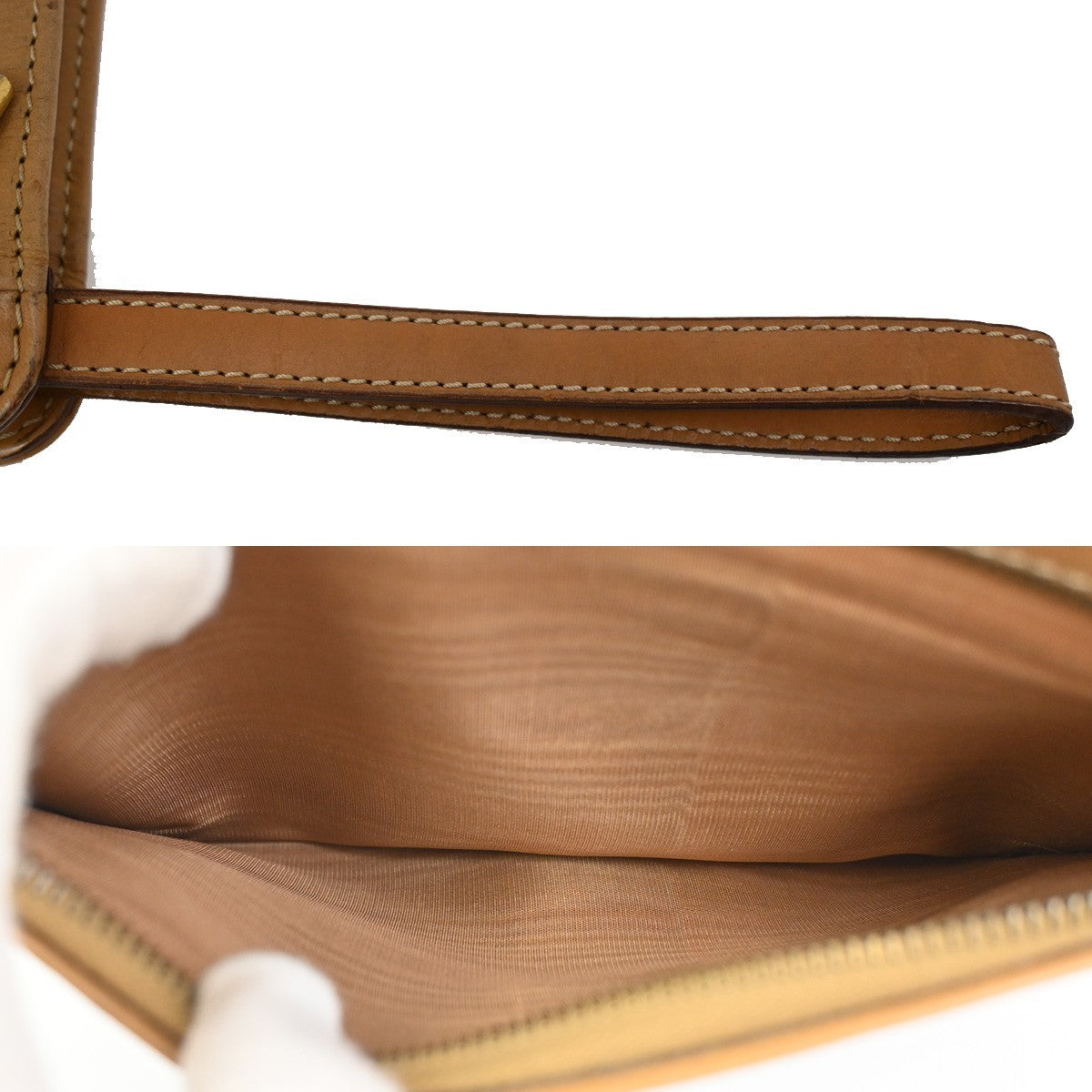 30.Live CELINE Macadam Pattern Clutch Pouch Bag PVC Leather Brown Italy 09KB626