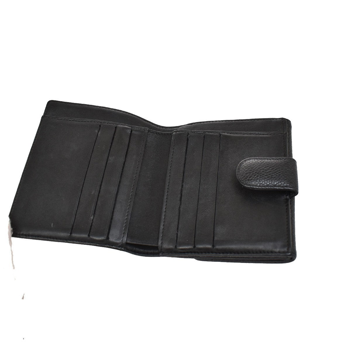 CHANEL CC Logo Bifold Compact Wallet Grained Calfskin Leather Black 64RF554