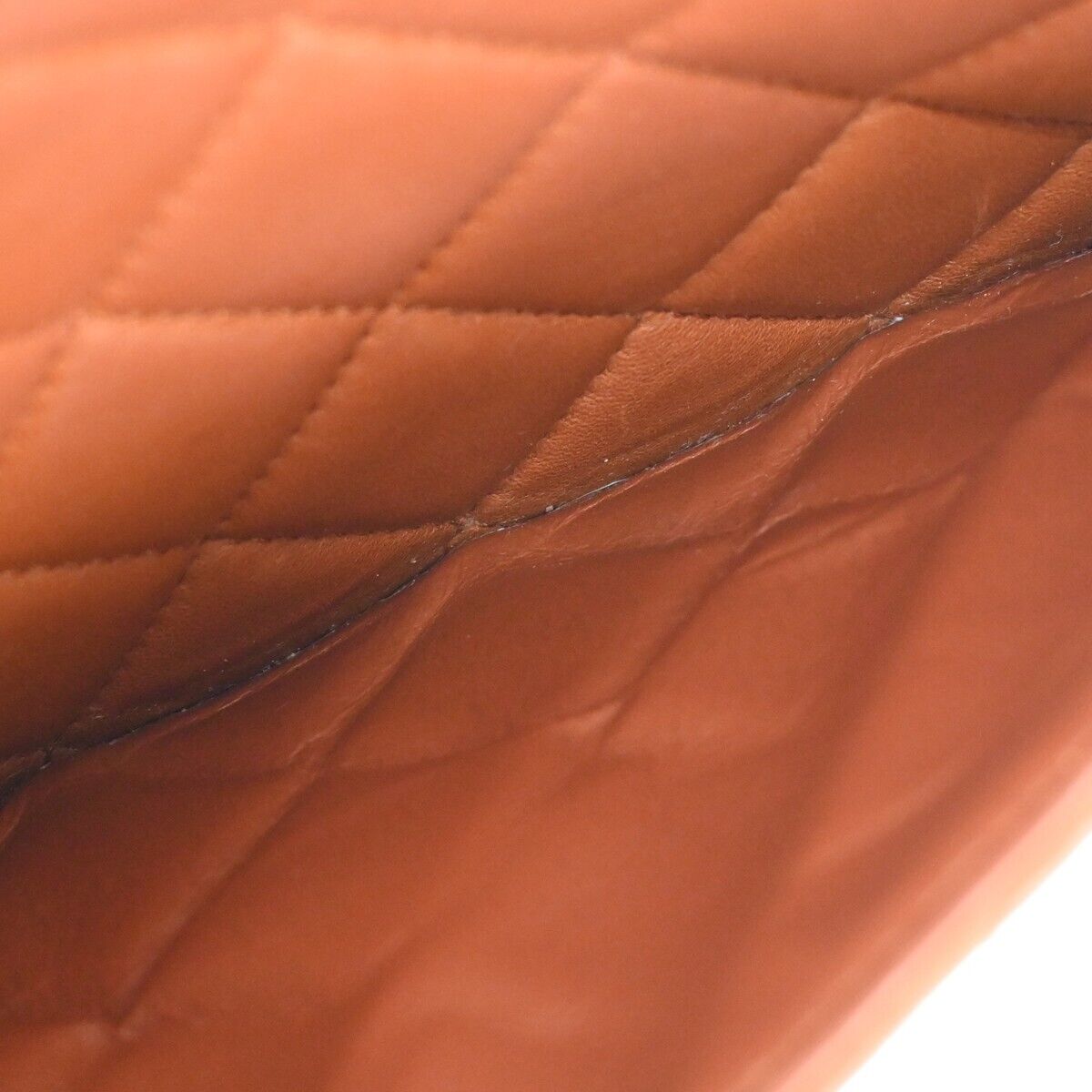 CHANEL CC Matelasse 30 Chain Shoulder Bag Leather Orange Brown Vintage 646HB609