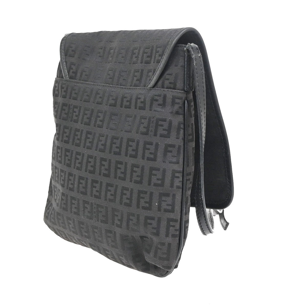 FENDI Zuccino Shoulder Cossbody Bag Canvas Leather Brown Black SHW Italy 36KC904