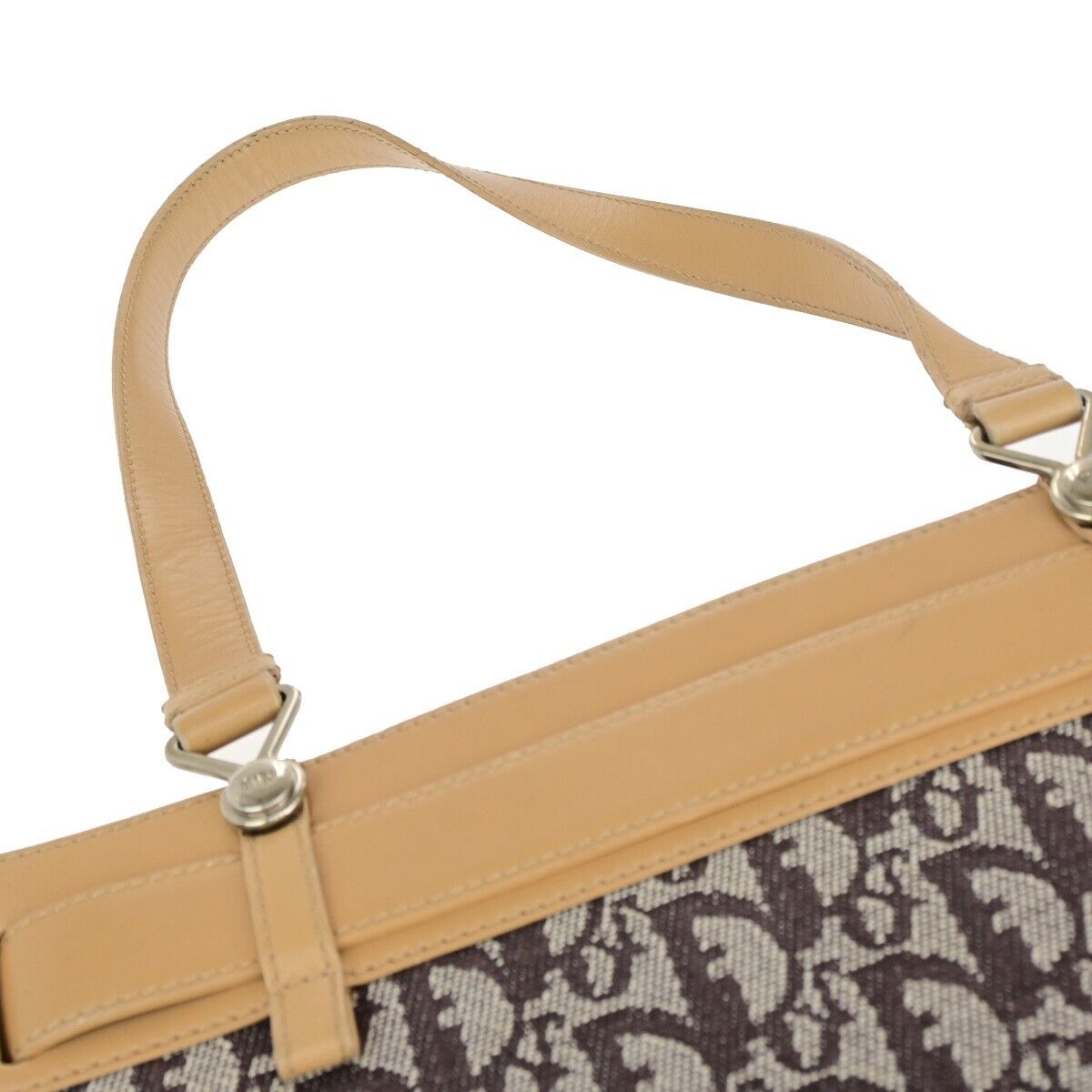 CHRISTIAN DIOR Logo Trotter Pattern Shoulder Bag Canvas Leather Brown 76EC942