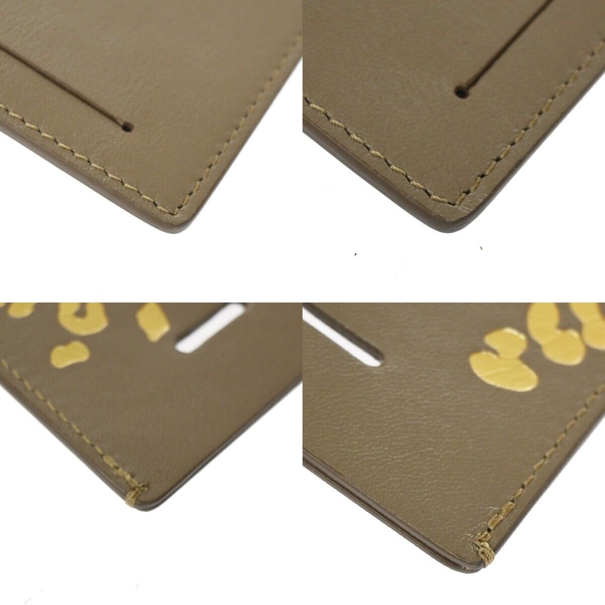 CARTIER BY SERAPIAN Name tag Leopard Leather Brown Italy Bag Accessory 07SH126