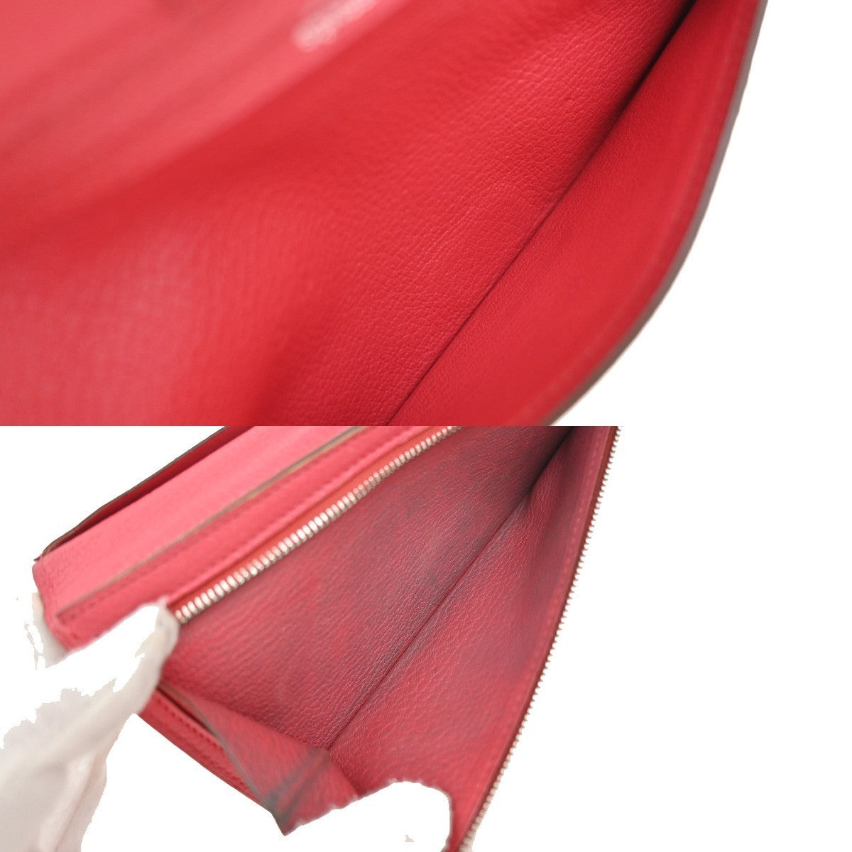 HERMES Logo Bearn Long Bifold Wallet Chevre Leather Pink France 61KP048